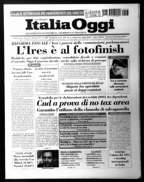 Italia oggi : quotidiano di economia finanza e politica